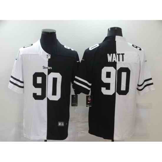 Nike Steelers 90 T J  Watt Black And White Split Vapor Untouchable Limited Jersey